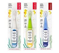 RADIUS Spazzolino da denti per bambini, Totz Plus, setole extra morbide, bianco/verde/azzurro, senza BPA e ADA, per denti e gengive delicati, per bambini dai 3 anni in su, confezione da 3