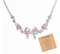 RadiVibe Collana con fiocco da donna, gioielli in oro, regalo dell'amicizia per le donne, collana con fiocco rosa con biglietto, Metallo, Nessuna pietra preziosa