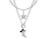 RadiVibe Collana da cowboy da donna per costume da cowgirl abiti da concerto country per donne cappelli cowgirl stivali collana stella abiti occidentali accessori, Metallo, Nessuna pietra preziosa