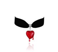 RadiVibe Regina Costume Accessori Collare Nero Set Collana con Cuore Fascino Cuore Rosso Collana Halloween Vampiro Sangue Tema Gioielli di Halloween, Metallo, Nessuna pietra preziosa