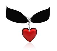 RadiVibe Regina Costume Accessori Collare Nero Set Collana con Cuore Fascino Cuore Rosso Collana Halloween Vampiro Sangue Tema Gioielli di Halloween, Metallo, Nessuna pietra preziosa