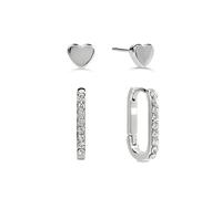 Radley Huggie Hoops & Heart Stud - Orecchini da donna placcati in argento, confezione doppia