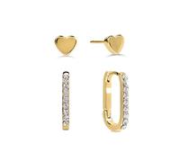 Radley Orecchini a cerchio da donna placcati in oro 18 ct e orecchini a perno a forma di cuore, confezione doppia