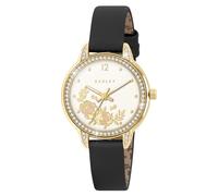 RADLEY Orologio da donna placcato oro con cinturino in pelle nera floreale