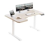 Radlove Scrivania ad angolo regolabile in altezza, a forma di L, con doppio motore e indicatore LED, 150 x 78 cm, scrivania regolabile per casa, ufficio e ufficio, rovere