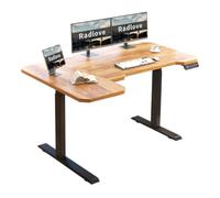 Radlove Scrivania ad angolo regolabile in altezza, a forma di L, con doppio motore e indicatore LED, 150 x 78 cm, scrivania regolabile per casa, ufficio e ufficio, effetto legno antico