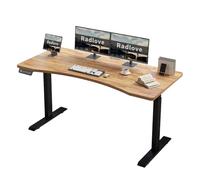 Radlove Scrivania elettrica con doppio motore regolabile in altezza, 63 x 30 cm, con design curvo, 4 chiavi di memoria, scrivania per computer con pannello di giunzione, scrivania per casa e ufficio