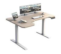 Radlove Scrivania elettrica regolabile in altezza ad angolo a forma di L con doppio motore e display LED, 150 x 78 cm, scrivania regolabile per ufficio a casa e ufficio, in rovere