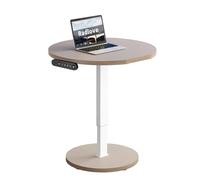 Radlove Scrivania elettrica regolabile in altezza con display USB-C e LED, Ø 80 cm, piano rotondo con ruote, tavolo portatile regolabile in altezza, kaki