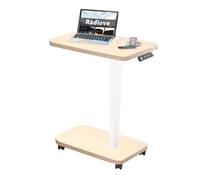 Radlove Scrivania elettrica regolabile in altezza con display USB-C e LED, scrivania da 71 x 46 cm, con ruote, tavolo portatile regolabile in altezza, effetto legno