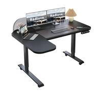 Radlove Scrivania elettrica regolabile in altezza con divisorio grigio e forma a L, 150 x 68 cm, display a LED, USB-C - Scrivania regolabile per home office e ufficio, nero