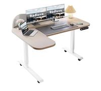 Radlove Scrivania elettrica regolabile in altezza con divisorio grigio e forma a L, 150 x 68 cm, display a LED, USB-C - Scrivania regolabile per home office e ufficio, effetto legno