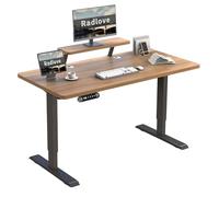 Radlove Scrivania elettrica regolabile in altezza con supporto per monitor, indicatore LED, 140 x 76 cm, scrivania regolabile per ufficio e ufficio, effetto legno antico
