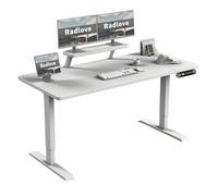 Radlove Scrivania elettrica regolabile in altezza con supporto per monitor, indicatore LED, 160 x 76 cm, scrivania regolabile per ufficio e ufficio, bianco