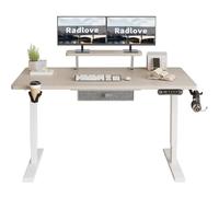 Radlove Scrivania elettrica regolabile in altezza con supporto per monitor, indicatore LED, 160 x 76 cm, scrivania regolabile per home office e ufficio, rovere