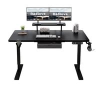 Radlove Scrivania elettrica regolabile in altezza con supporto per monitor, indicatore LED, 160 x 76 cm, scrivania regolabile per home office e ufficio, nero