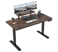 Radlove Scrivania elettrica regolabile in altezza con supporto per monitor, indicatore LED, 160 x 76 cm, scrivania regolabile per home office e ufficio, marrone