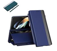 Radujy/Lovreko Luxury Electroplated Leather Magnetic Phone Case with Phone Stand, Flip Phone Magnetic Pen Slot Case for Samsung Z Fold7/6/5/4 (Blue,For Z Fold5)