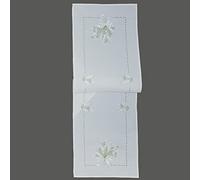 Raebel OHG Runner da tavola 40 x 140 cm con ricamo mughetto bianco verde Pasqua primavera