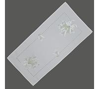 Raebel OHG Runner da tavola 40 x 90 cm con ricamo mughetto bianco verde Pasqua primavera