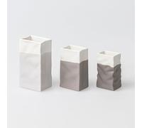 Räder 17449 - Set di 3 mini vasi in porcellana non smaltata nei toni del grigio, altezza: 6 cm, 8 cm e 9 cm