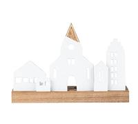 Räder Lichtobjekt - Portacandele in legno di acacia e porcellana, design moderno
