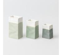 Räder Mini vasi in porcellana 17449 - Set di 3 sacchetti in porcellana non smaltata, colore: verde, altezza: 6 cm, 8 cm e 9 cm