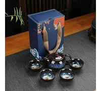 RAEF Teiera e Tazza in Ceramica Set da tè Set da tè Kung Fu Jun Kiln Change Teiera e Tazza da tè Tazza da tè Cinese Dorata