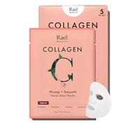 Rael Beauty Face Mask Korean Skincare - Siero idrolizzato collagene con acido amino, per plumping/smoothing, Super Soft Bamboo Sheet, Fragrance/PEG Free (collage, 5 fogli)