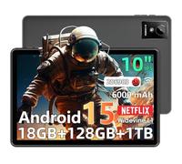 Raemond Tablet 10" Android 15, 18 GB di RAM, 128 GB di ROM, 1 TB di estensione, processore Octa-Core, touch screen LCD 1280 x 800, WiFi 5, doppia fotocamera, BT5.0, batteria 6000 mAh (nero)