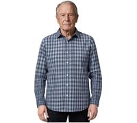 Raenseen Camicetta La Cura Lungo Manico Gli Uomo Aperta Dietro Righe Camicia Parte Superiore Bottoni con Chiusura Cerniera Anziani Adulti Blu Scuro L