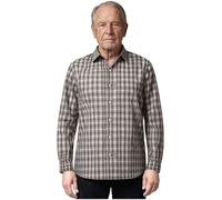 Raenseen Camicetta La Cura Lungo Manico Gli Uomo Aperta Dietro Righe Camicia Parte Superiore Bottoni con Chiusura Cerniera Anziani Adulti Marrone L