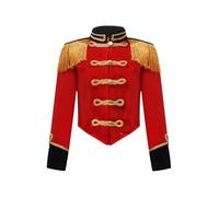 Raenseen Costume da direttore del circo per ragazze, giacca lunga in velluto, coda di rondine, cappotto, costume da direttrice del circo per carnevale, costume Rosso 7-8 anni