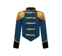 Raenseen Costume da direttore del circo per ragazze, giacca lunga in velluto, coda di rondine, cappotto, costume da direttrice del circo per carnevale, costume Blu pavone 7-8 anni