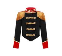 Raenseen Costume da direttore del circo per ragazze, giacca lunga in velluto, coda di rondine, cappotto, costume da direttrice del circo per carnevale, costume Nero 7-8 anni