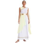 Raenseen Costume Da Donna Antico Greco Toga Senatore César Principessa Atenziana Imperatrice Romana Abito Lungo Abito Per La Festa Cosplay Di Halloween Champagne S