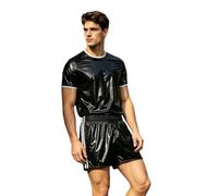 Raenseen Heren Shirt Impermeabile Con Mandrino Set Outfit Due Pezzi | Lunghezza Oltre Il Ginocchio Costume Spettacolo Scenico Outfit Rave Festival Corsa Abbigliamento Lavoro Golf Abbigliamento