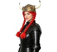 Raenseen Parrucca Abito Vichingo L'Abito Un Nordico Medievale Cappello Rosso Taglia unica