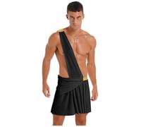 Raenseen Uomo Toga Romana Costume Dio Greco Carnevale Halloween Costume Gonna Pieghettata A Una Spalla Con Mantello Costumi Per Festa Nero L