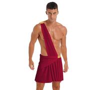 Raenseen Uomo Toga Romana Costume Dio Greco Carnevale Halloween Costume Gonna Pieghettata A Una Spalla Con Mantello Costumi Per Festa Borgogna M