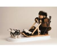 Räuchermann Eskimo Con Slitta Per Cani BxTxH= 14x33x21cm NUOVO Figura Di Fumo