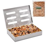 Räucherphorie Scatola per affumicatura in acciaio inox, robusta scatola con trucioli di affumicatura + e-book con le ricette deliziose, barbecue a gas o affumicatura, barbecue a carbonella