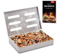 Räucherphorie Scatola per affumicatura in acciaio inox, robusta scatola + eBook con le ricette deliziose - universale come a gas o barbecue carbonella