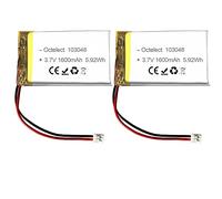RAEWSTCO 2PCS 3.7V 1600mAh 103048 li-ion Lithium Ion Polymer Battery Replacement per DIY 3.7-5v prodotti della batteria,Luce LED, altoparlante Bluetooth