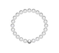 Rafaela Donata Bracciale da donna 925/- argento sterling | Rodiato, bracciale di perle, perla di conchiglia, ca. 8,0 - 8,5 mm, bianca, rotonda, flessibile, senza chiusura