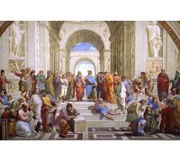 Raffael - Poster artistico "La Scuola di Atene", 91,5 x 61 cm + 2 listelli per poster in legno, 92 cm