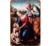 Raffaello La Sacra Famiglia Con Un Agnello Belle Arti Angelo Realismo Opera D'arte Romantica Raffaello Stampe Disegni Biblici Ritratto Pittura Wall Art Poster Rinascimentale ArtVintage Metallo Tin