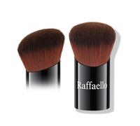 Raffaello Pennello Kabuki angolato per fondotinta, setole ultra morbide e dense, pennello piatto per liquidi, crema e polvere, miscela senza cuciture, uso bagnato e asciutto, zero sprechi