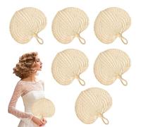 Raffia Ventilatore a mano - Palma naturale Ventaglio a mano 6 pezzi - Accessori refrigeranti intrecciati stile cinese decorazione della stanza per matrimoni giorni caldi