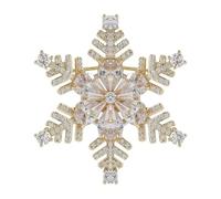 Raffinata spilla a forma di fiocco di neve con cristalli austriaci trasparenti, gioiello natalizio con zirconia cubica, per abiti, cappelli e abiti